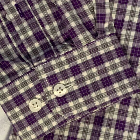 Cinch Shirt Mens Medium Purple White Plaid Button Down Cowboy Western Rodeo - Picture 5 of 16